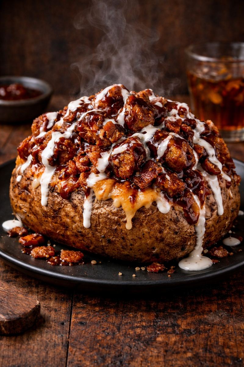 BBQ Bacon Ranch Chicken Loaded Baked Potato