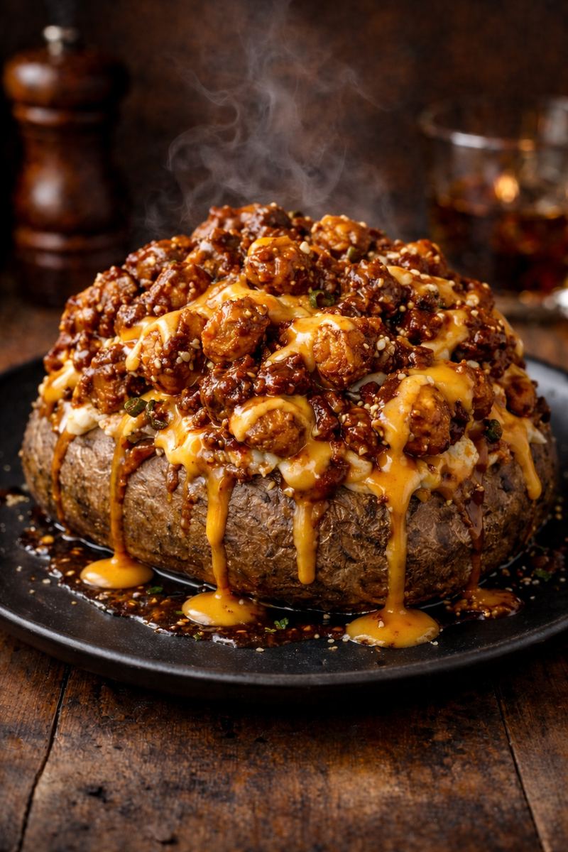 Chili Cheese Chicken Loaded Baked Potato